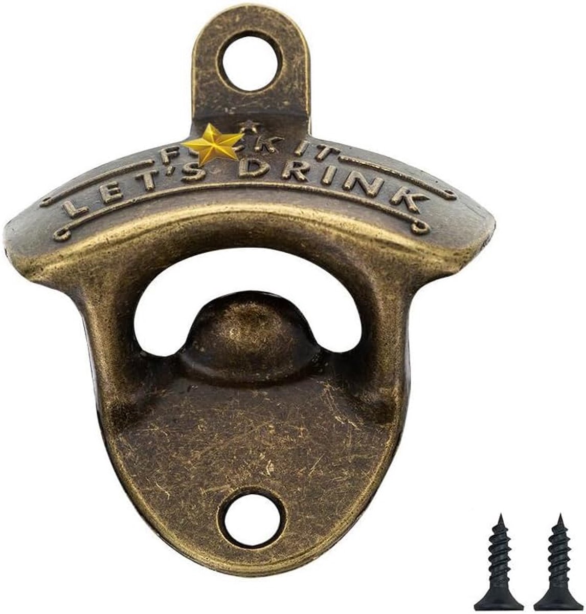 Bottle Opener Wall Mounted, 1 Pcs Wall Mounted Beer Bottle Openers Home Bar Accessories Novelty Metal Opener with - ShopVlot