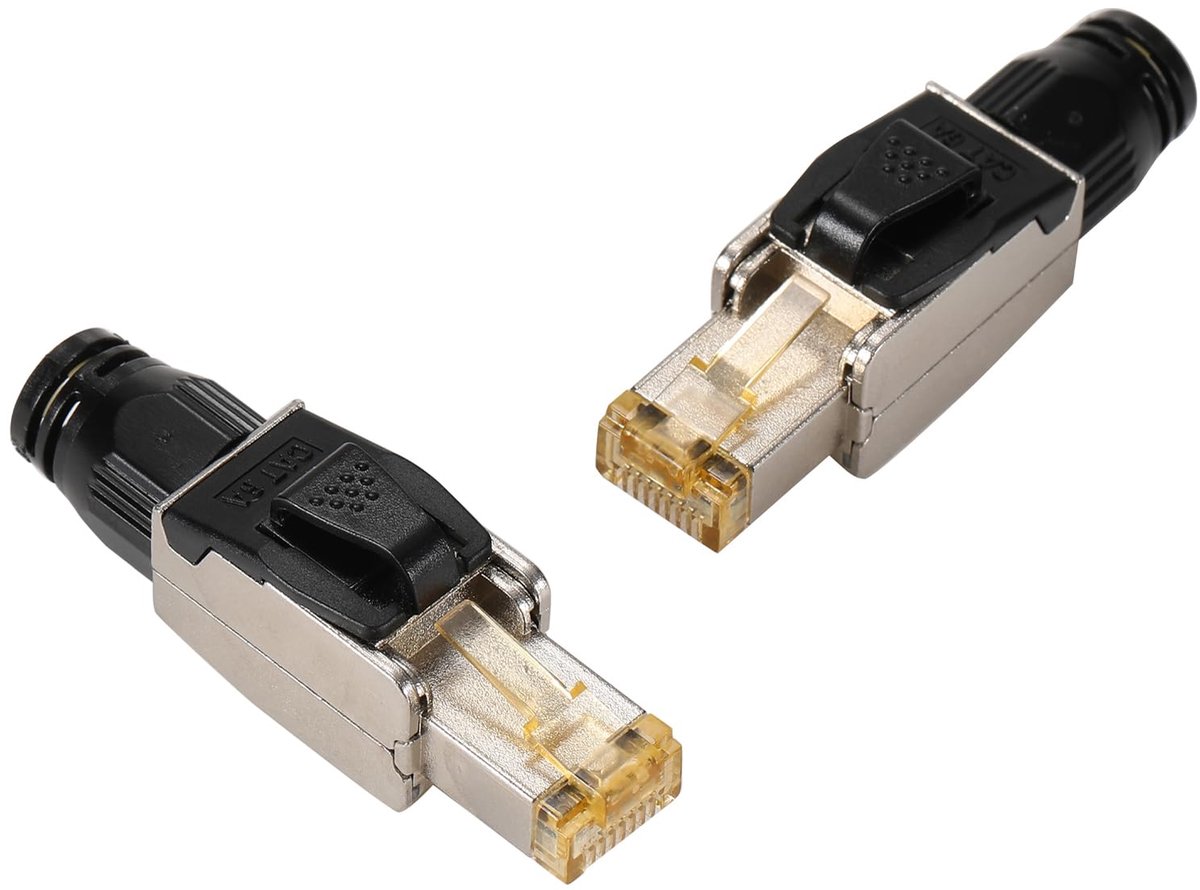 Greluma 2 Pcs Toolless RJ45 Cat6A Connector Gold-Plated Toolless Network Connector, Shielded Ethernet Plug for - ShopVlot