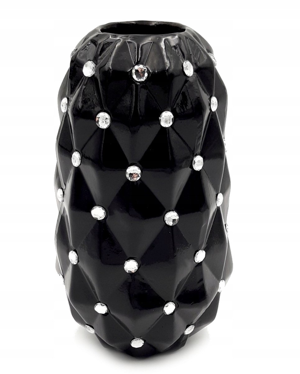 Moderne keramische vaas met kristallen - Glamour Stijl, 24 cm