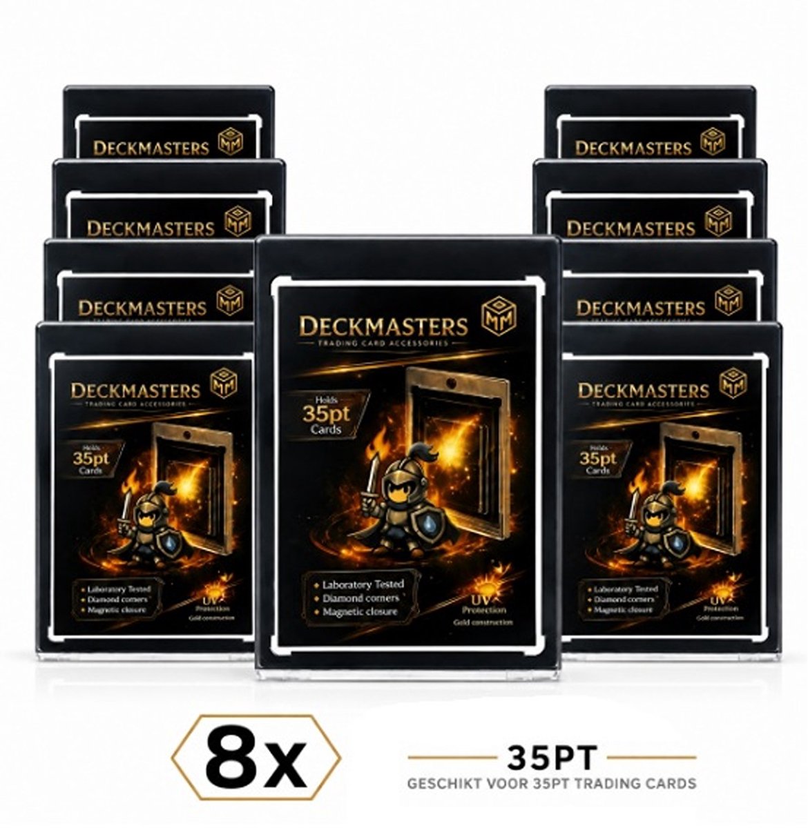 Deckmasters - Magnetische Kaarthouders 35PT - 8 Stuks - UV-Bescherming - Zwart