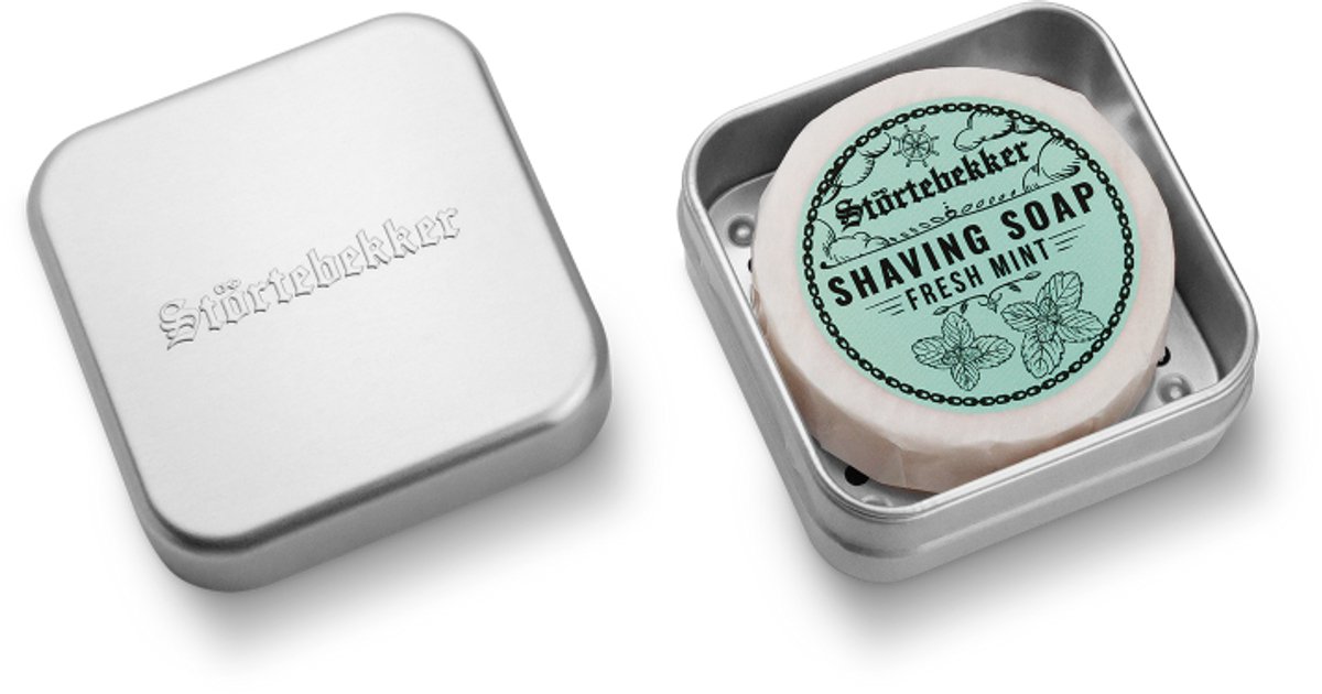 Störtebekker® Scheerzeep & Zeepdoos Set - Shaving Soap Set Heren voor een Zachte Natte Scheerbeurt - Romige, Rijke Schuim - Aluminium Zeepdoos met Afdruiprooster - Handgemaakt in Nederland - 9 Geuren