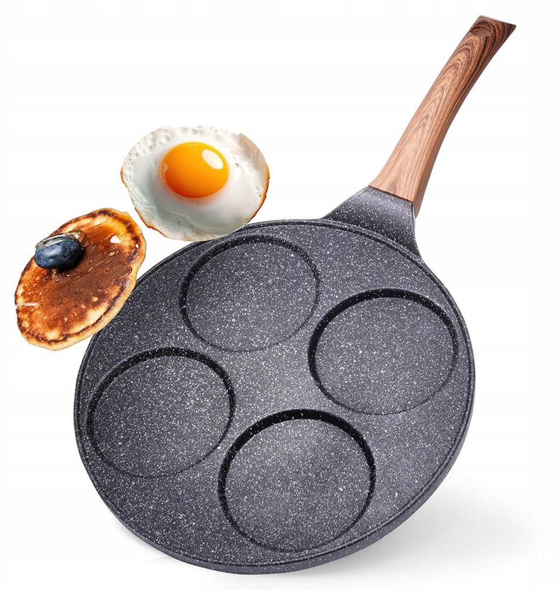Merkloze Koekenpan met 4 Holtes - Anti-aanbak, Granietlook, 26cm