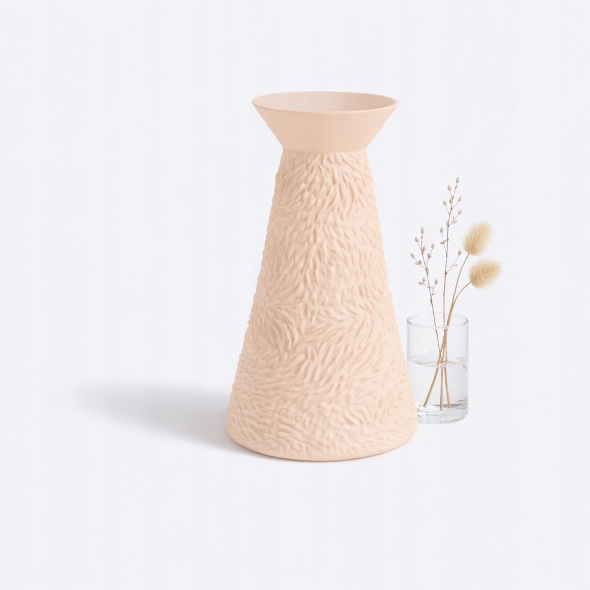 Decoratieve Kegelvormige Vaas met Textuur voor Droogbloemen - Diverse Kleuren