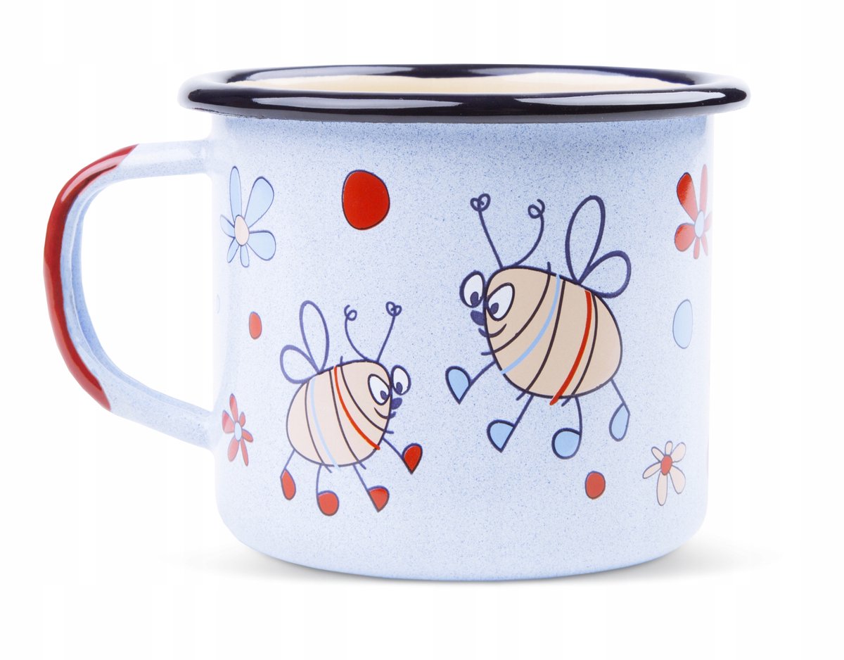Emalieren Mok Blauw 350ml Bijen - Fun Collectie