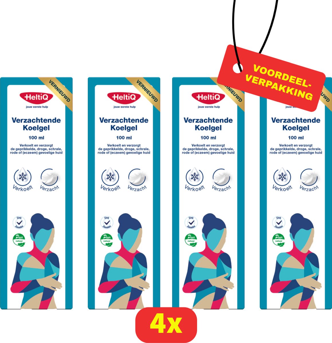 Heltiq - verzachtende koelgel - 4x 100 ML - Voordeelverpakking!