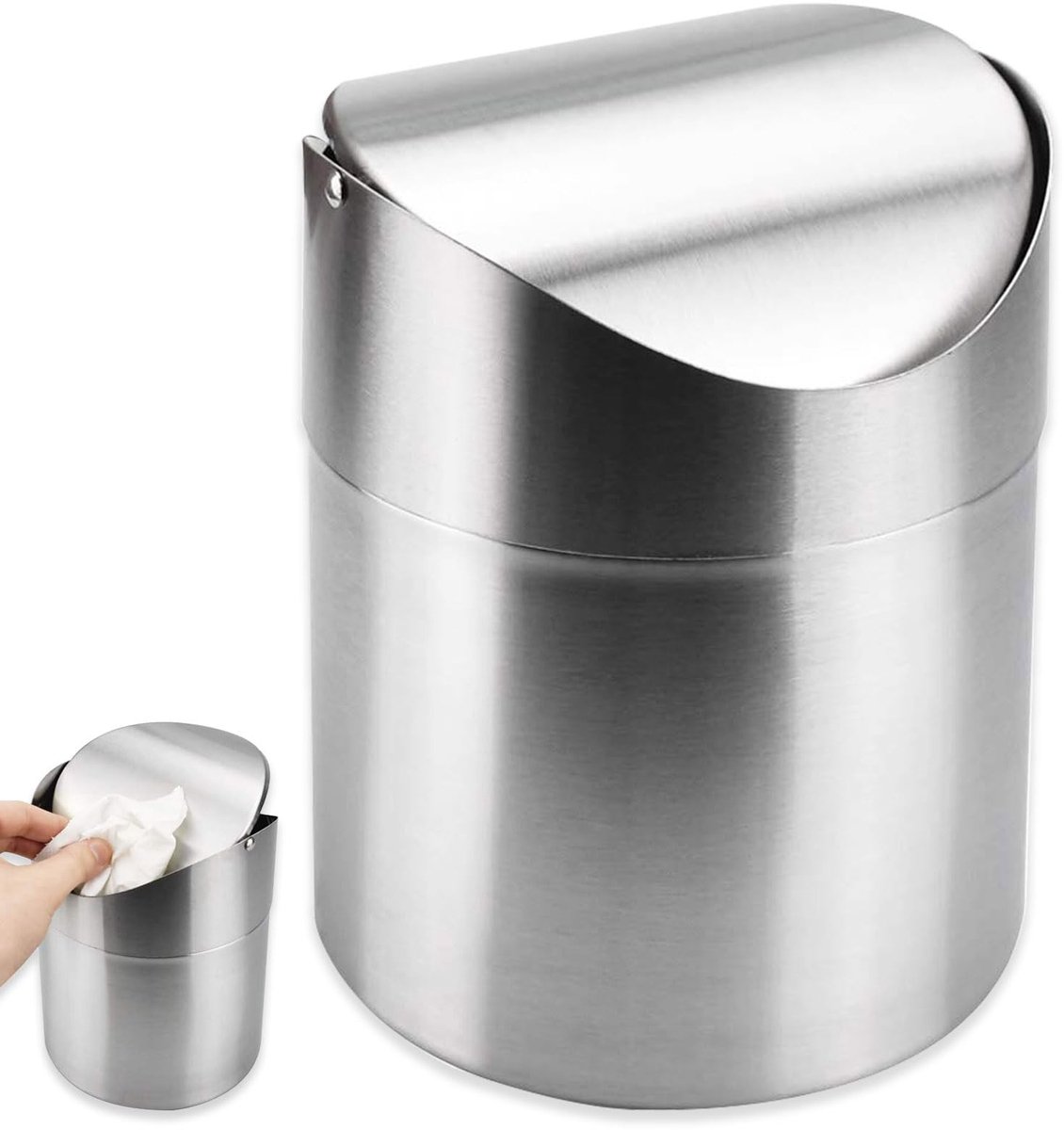 Solidchoice - Mini Afvalbak met Deksel van RVS, 1.2 L