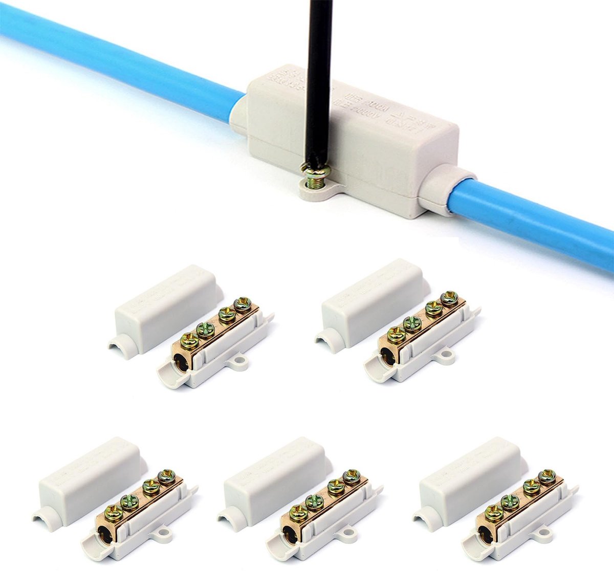 Solidchoice - Set van 5 Messing Draadverbinders met Dubbele Schroeven