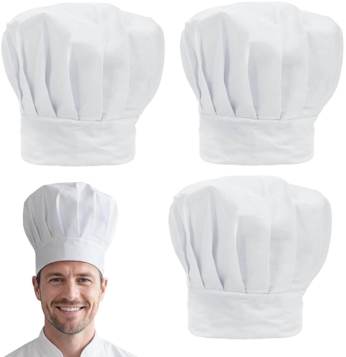 Solidchoice - Set van 3 Verstelbare Kookmutsen voor Professionals