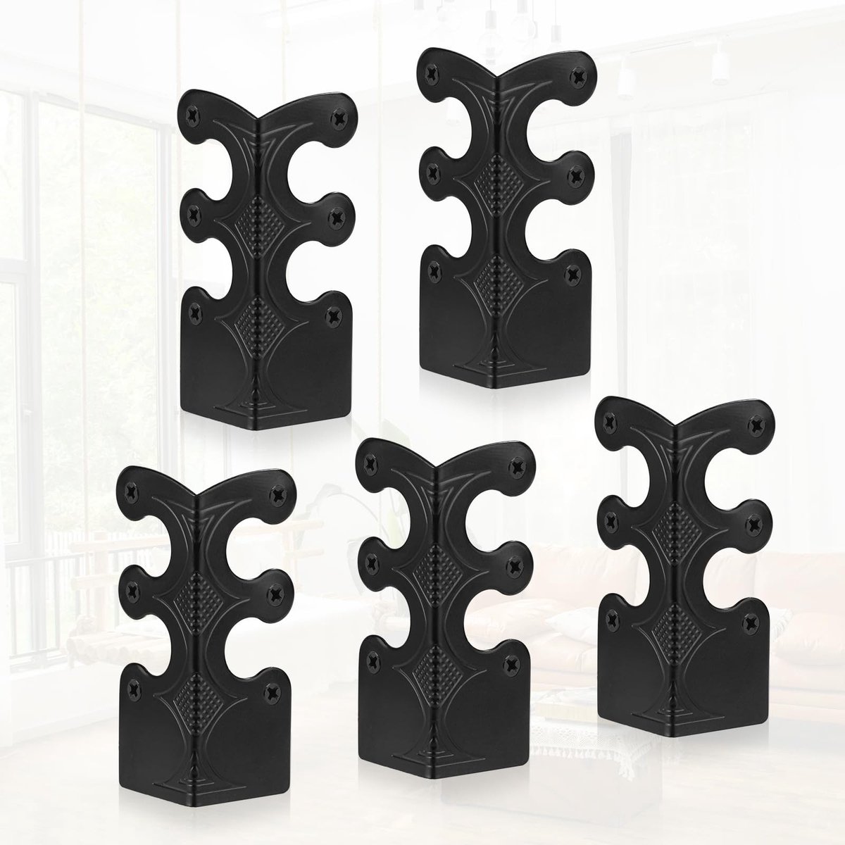 Solidchoice - Set van 5 Zwarte Plinthoekbeschermers van IJzer