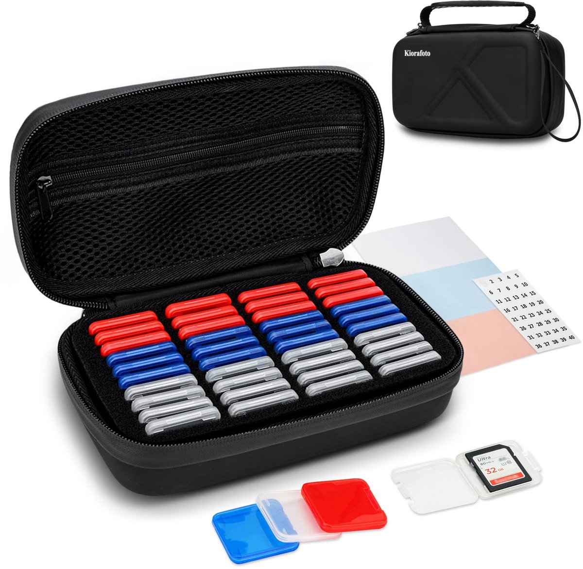 Solidchoice - Kiorafoto Hard Shell SD Kaartenhouder - Voor 40 SD/SDXC/SDHC Kaarten
