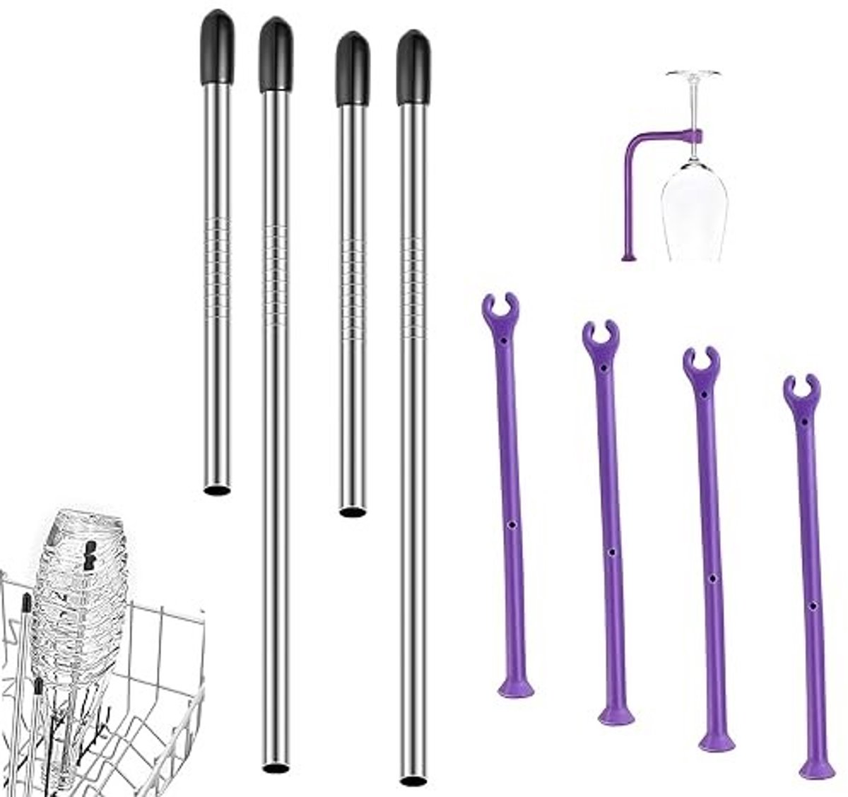 Solidchoice - Set van 8 Wijnglashouders - Vaatwasserinvoeging - Bescherming voor gevoelige glazen - Universeel - Compatibel met alle vaatwassers - Veil...