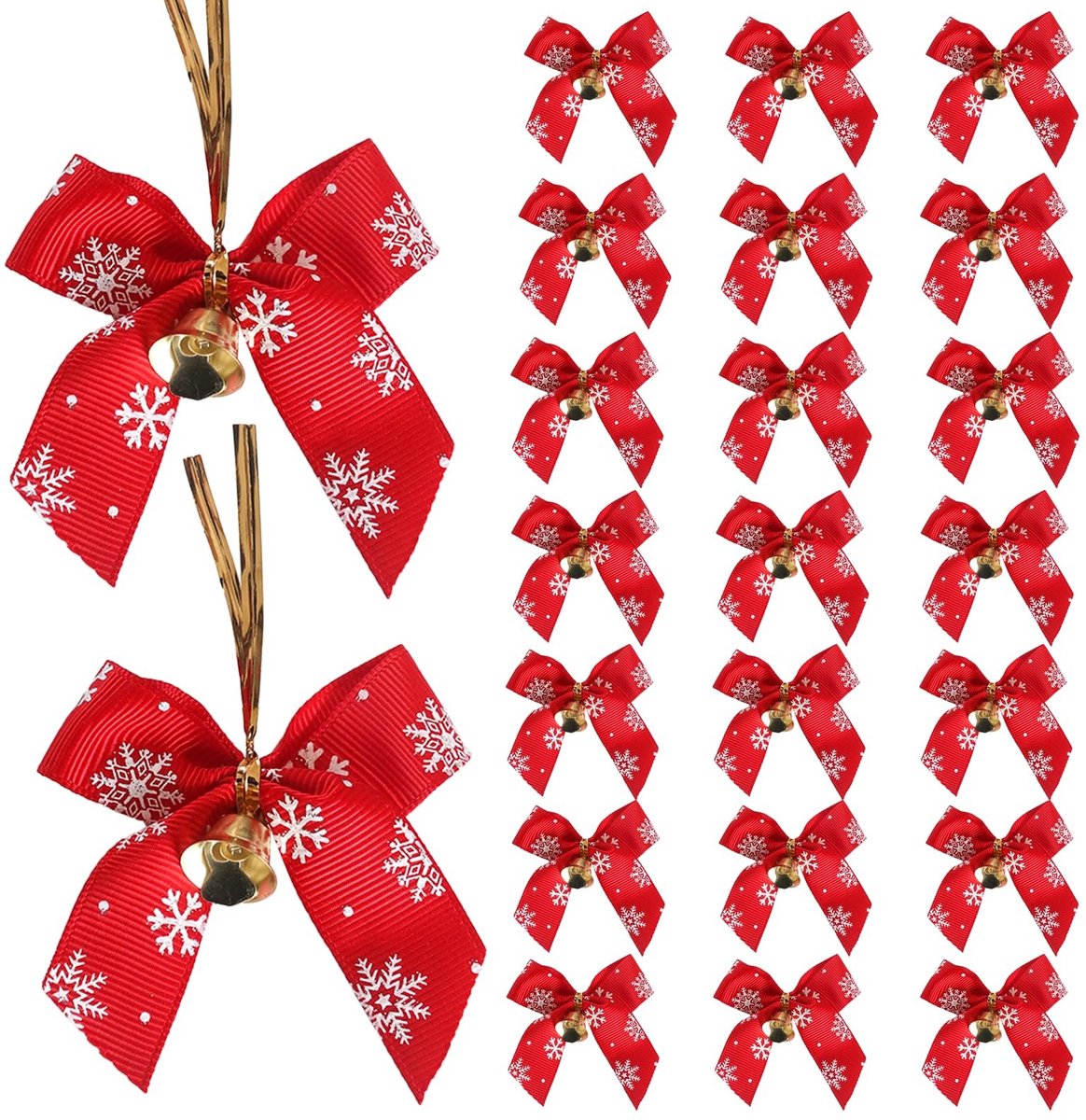 Solidchoice - 50 Stuks Kerststrikken met Belletjes voor Decoratie