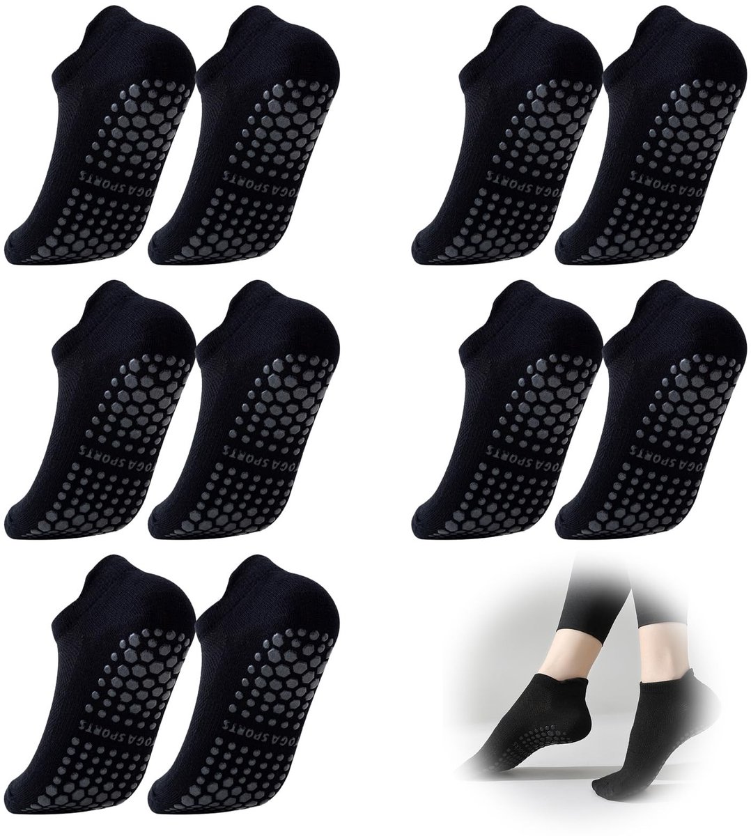 Solidchoice - 5 Pairs Antislip Yoga Sokken voor Vrouwen