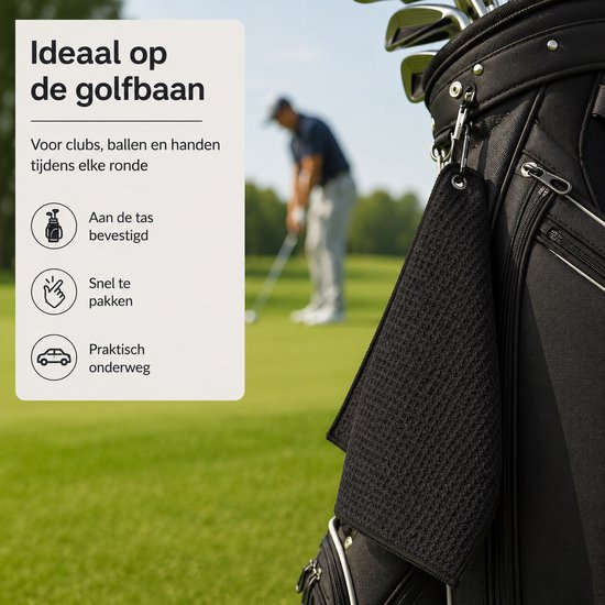 Golfhanddoeken Microvezel - 3 Stuks - 30 x 50 cm - Met Karabijnhaak - Voor Golftas en Golfclubs — afbeelding 5