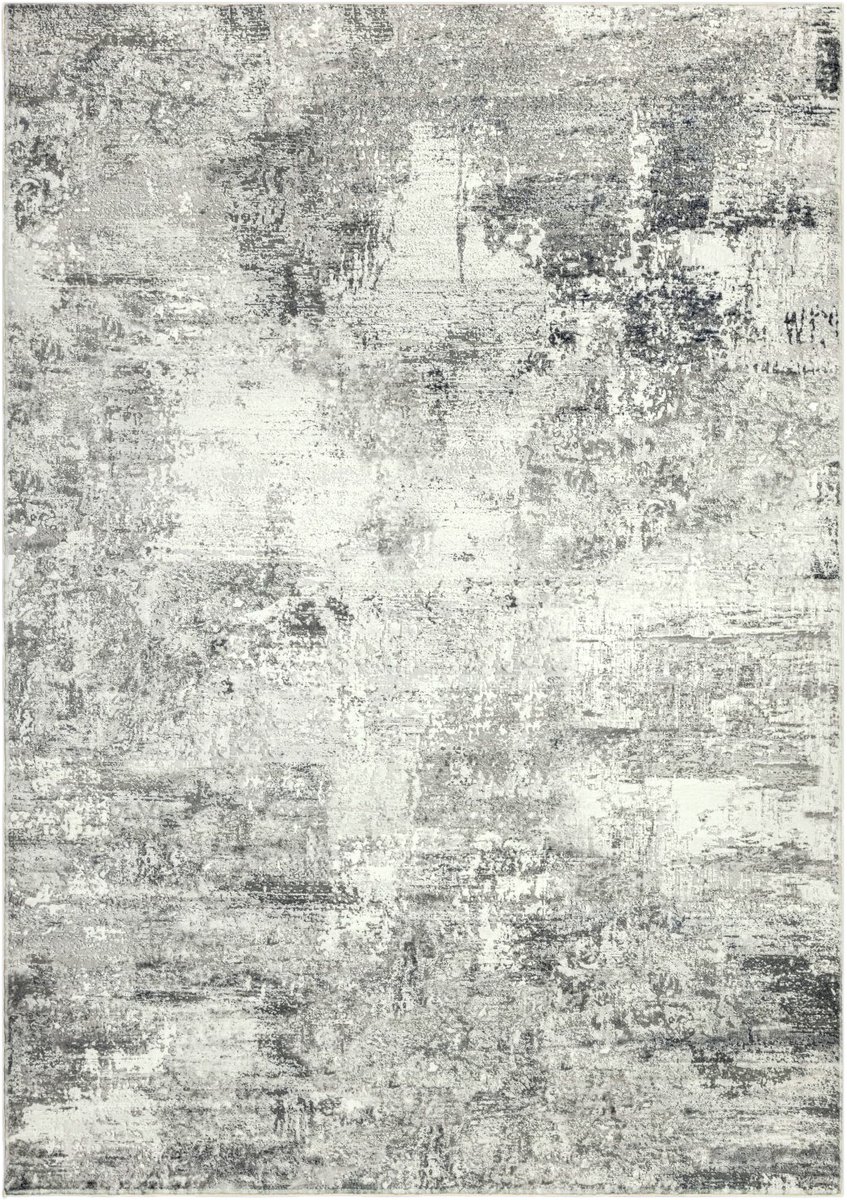 Padiro laagpolig vloerkleed 230 x 330 cm - grijs - modern abstract design - voor binnen en buiten - van polyester en katoen