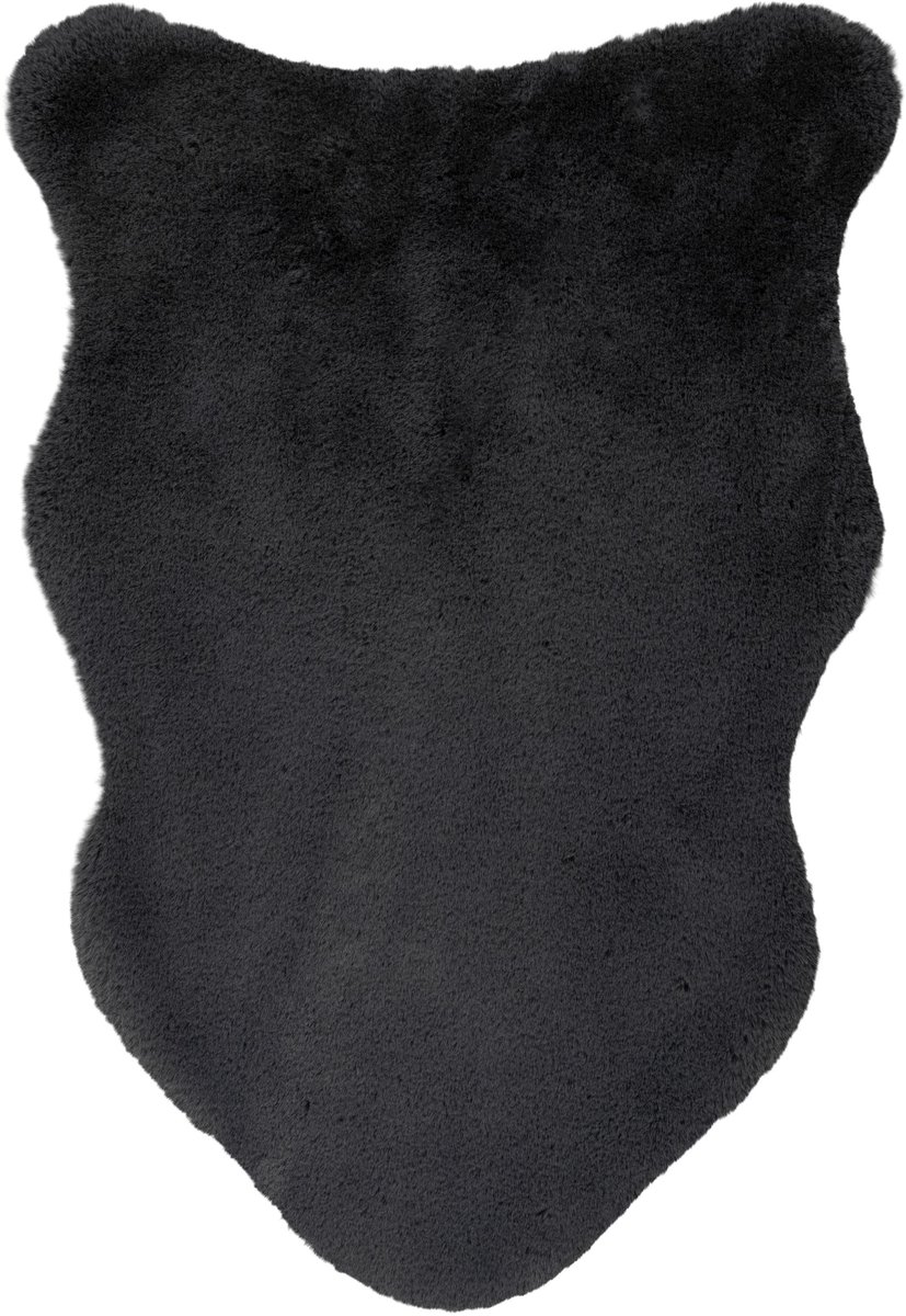 Padiro hoogpolig vloerkleed 60 x 90 cm - grafiet - modern effen design - geschikt voor vloerverwarming - van polyester
