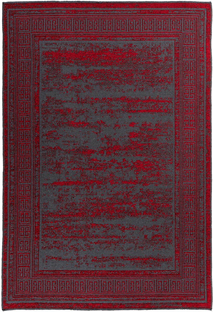 Padiro laagpolig vloerkleed 80 x 150 cm - rood - modern abstract design - geschikt voor vloerverwarming - van polyester