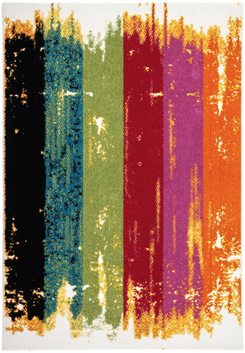 Padiro laagpolig vloerkleed 120 x 170 cm - bont - modern abstract design - geschikt voor vloerverwarming - van polypropyleen