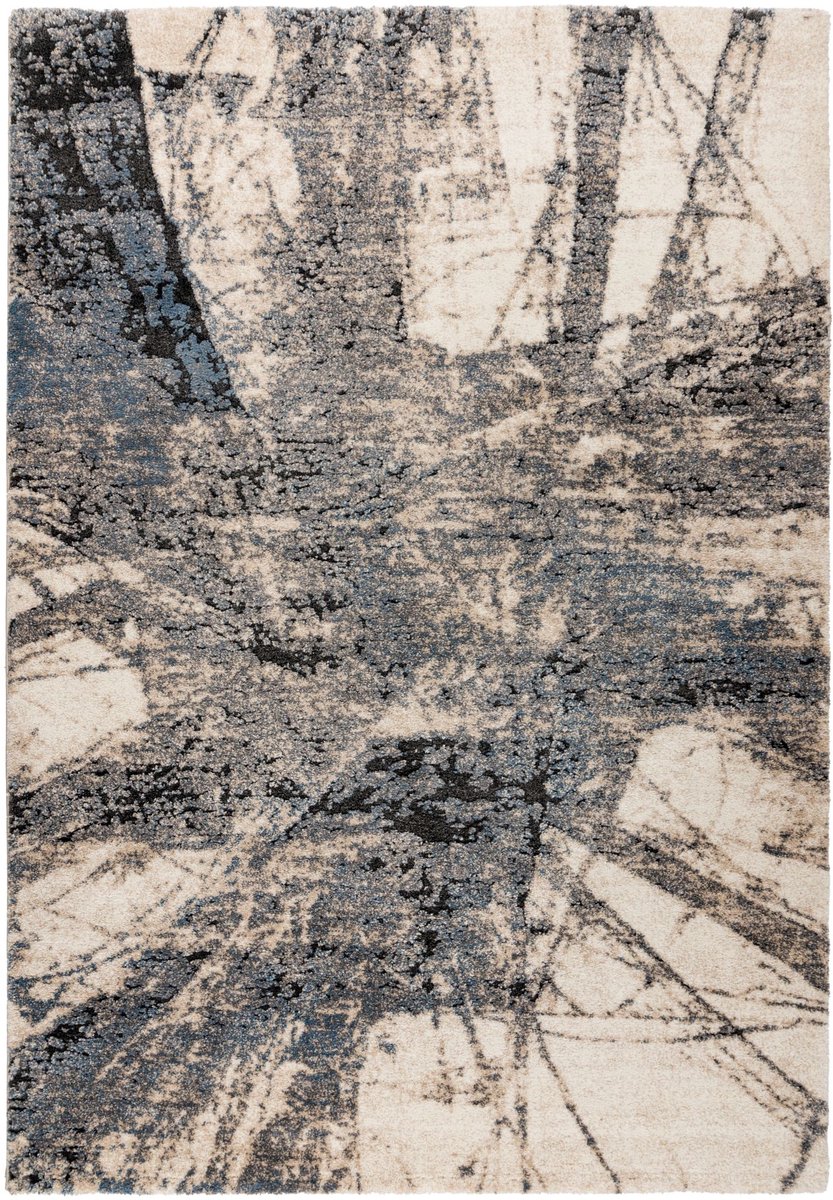 Padiro laagpolig vloerkleed 120 x 170 cm - blauw - modern abstract design - geschikt voor vloerverwarming - van polypropyleen en polyester
