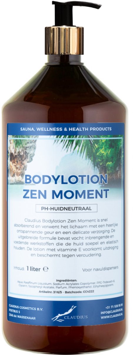 Bodylotion Zen Moment 1 liter met gouden pomp