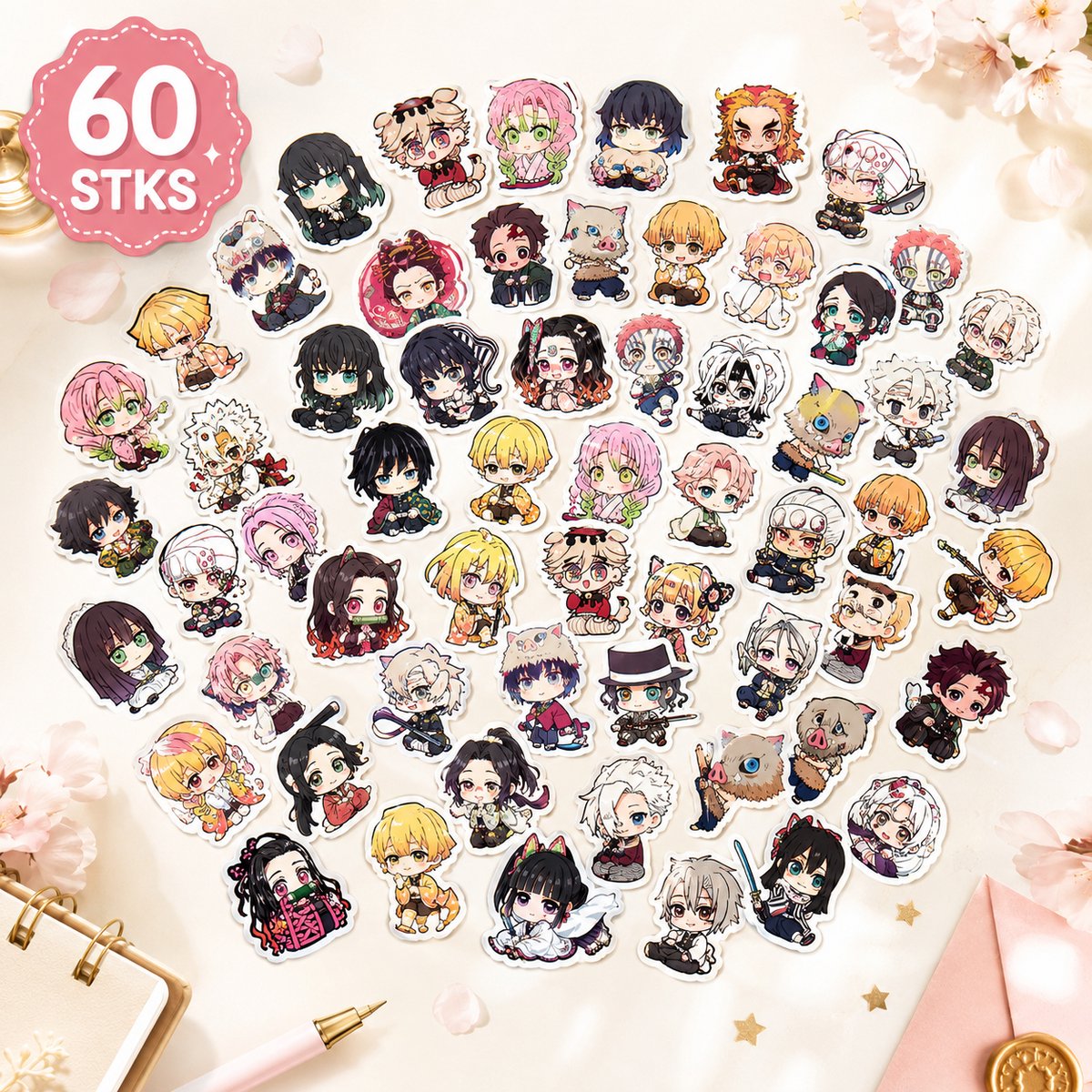 Anime Stickers 60 Stuks - Cartoon Stickers - Decoratie voor Laptop Telefoon Koffer Notebook - Waterproof Vinyl