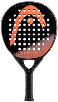 Zwarte padelracket van Head met een groot oranje Head-logo, "XENON"-tekst en oranje accenten.