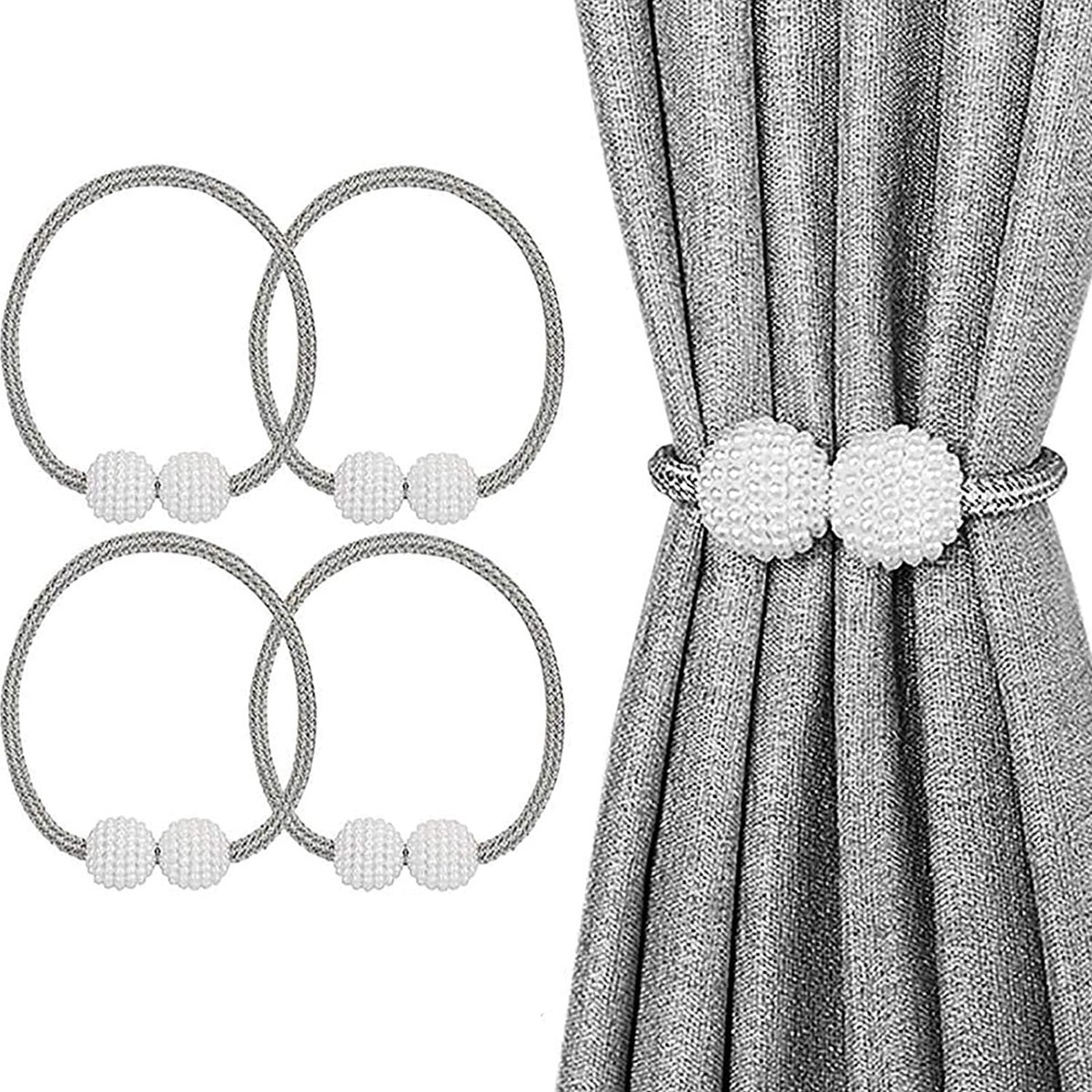 Solidchoice - Set van 4 Magnetische Gordijnhouders voor Thuisdecoratie