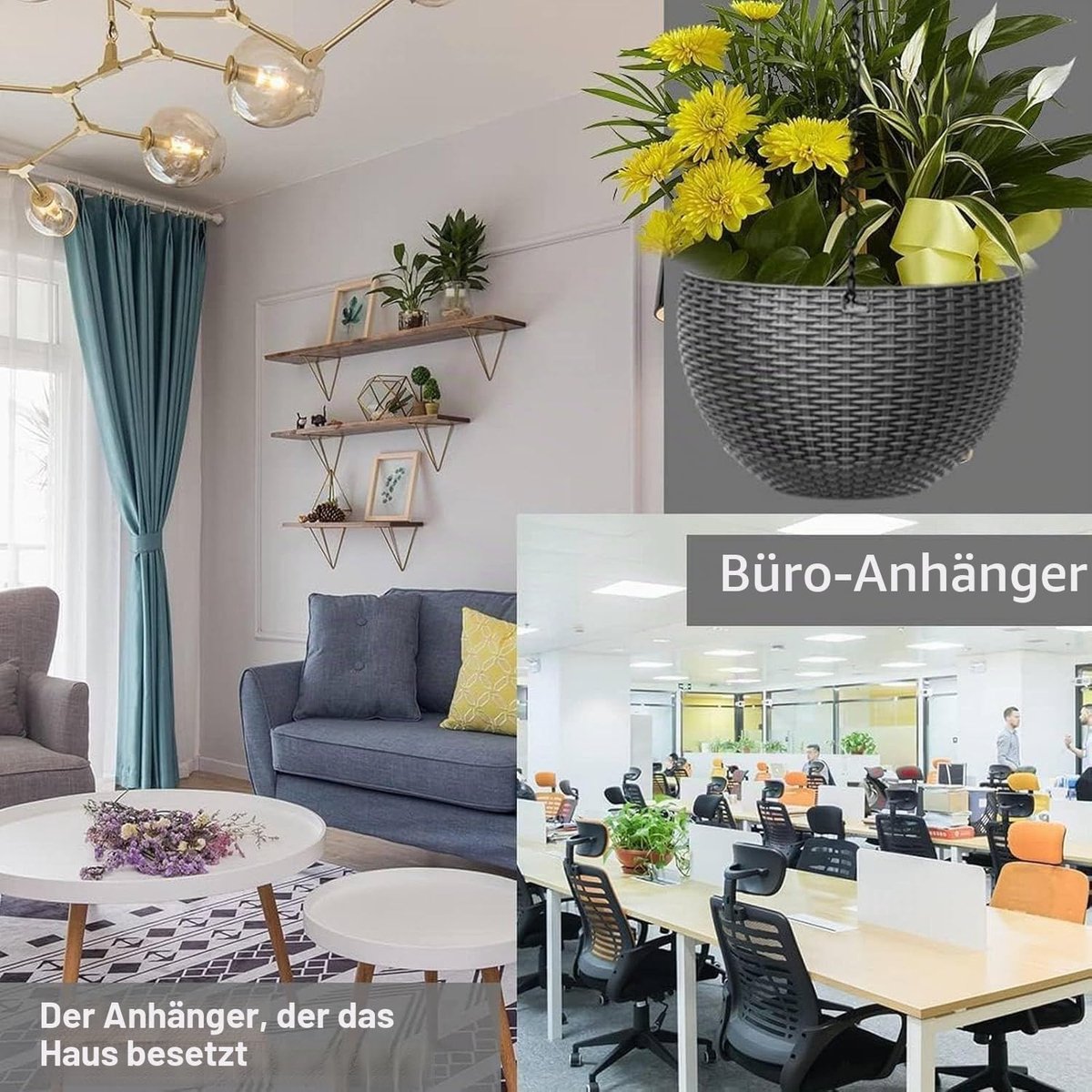 Hangmand van kunststof voor binnen en buiten, set van 2 bloempotten met ketting, zelfwaterende hangende plantenpotten voor bloemen, plafonds, balkons en tuinen(rood) — cadeau in Wonen & Interieur - foto 3