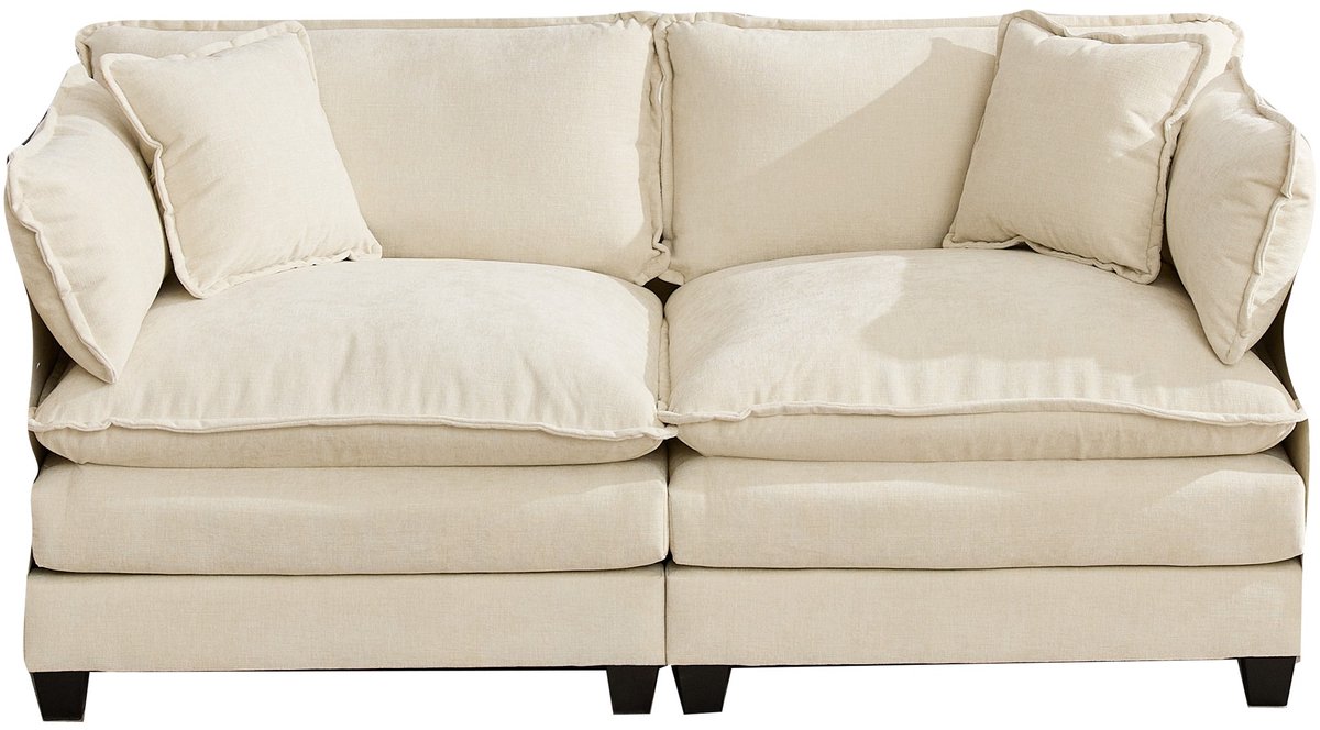 Modulaire Bank - 2 Zits Chenille Cloud Sofa Beige - Zachte Lounge Bank Zonder Armleuningen