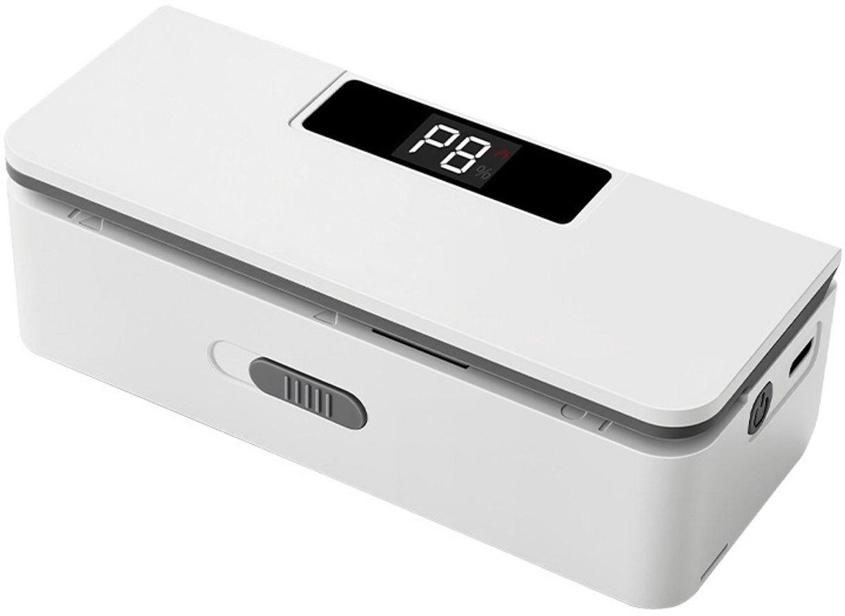 Verbeterde mini-sealer (met 8 instelbare niveaus) — een draagbare mini-heatsealer met een LED-afteldisplay, waarbij voorverwarmen niet nodig is.