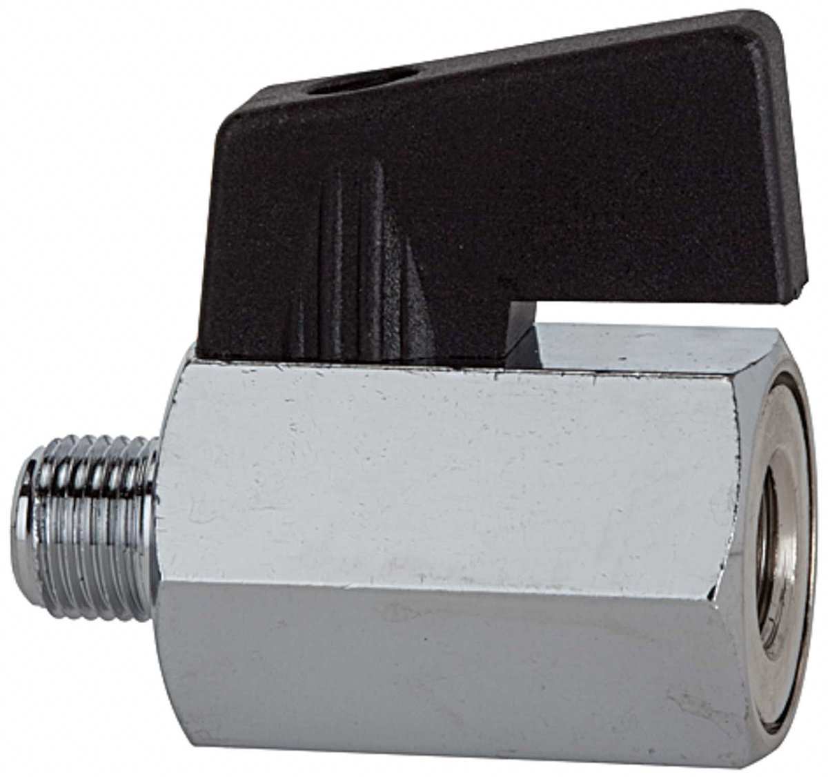 Riegler Mini-kogelkraan glad oppervlak messing vernikkeld G 1/4 IK/AG DN 8 - 103344