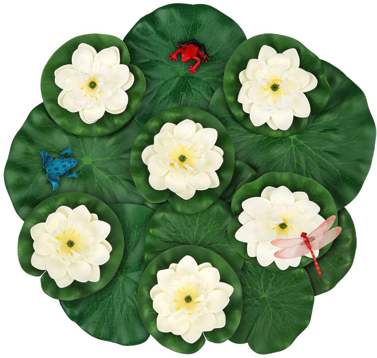 Solidchoice - Set van 16 Kunstmatige Drijvende Lotus Bloemen voor Tuin en Vijver