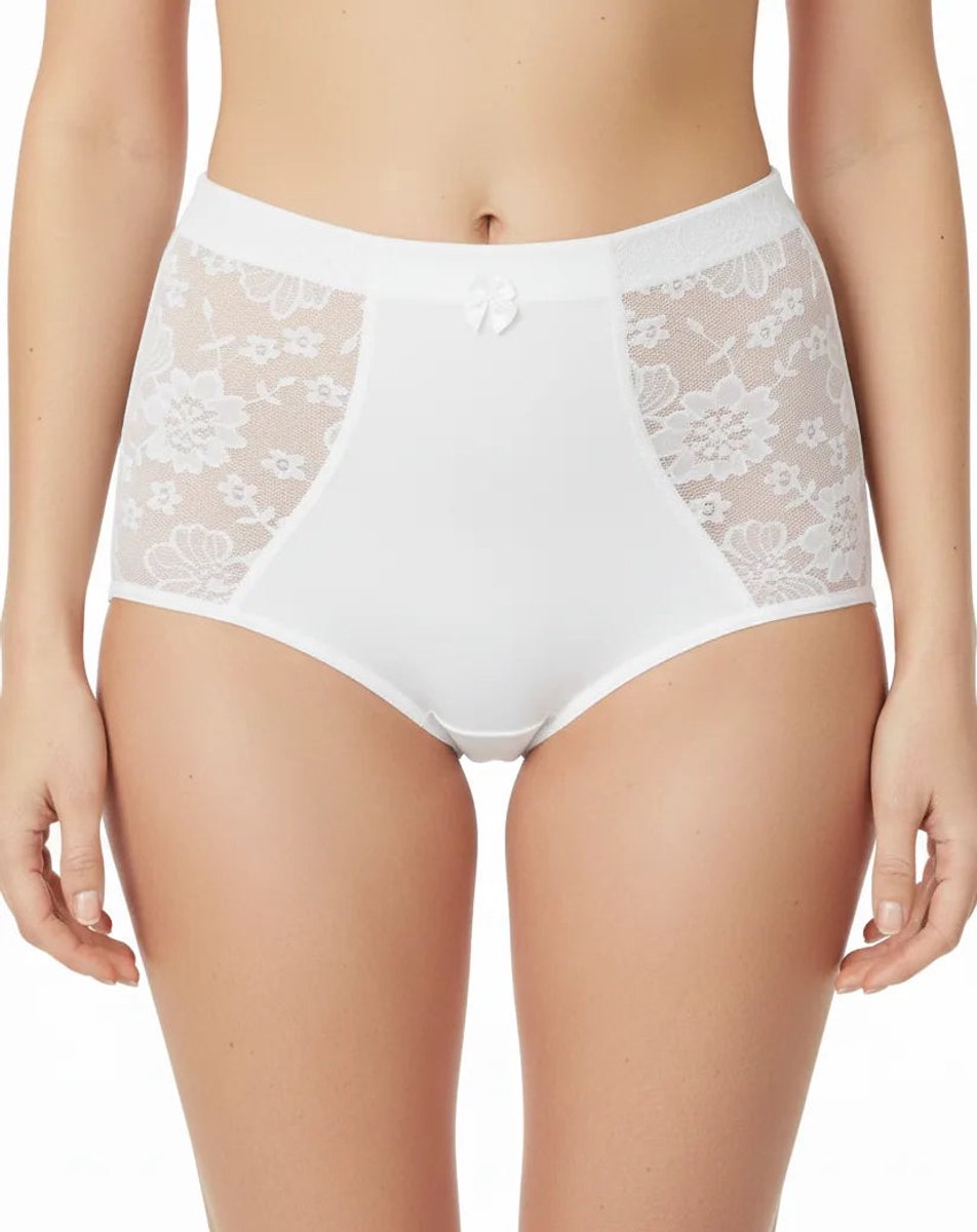 J&C licht corrigerende taille slip dames - Kanten Corrigerend dames ondergoed goedkoop - Wit / XL