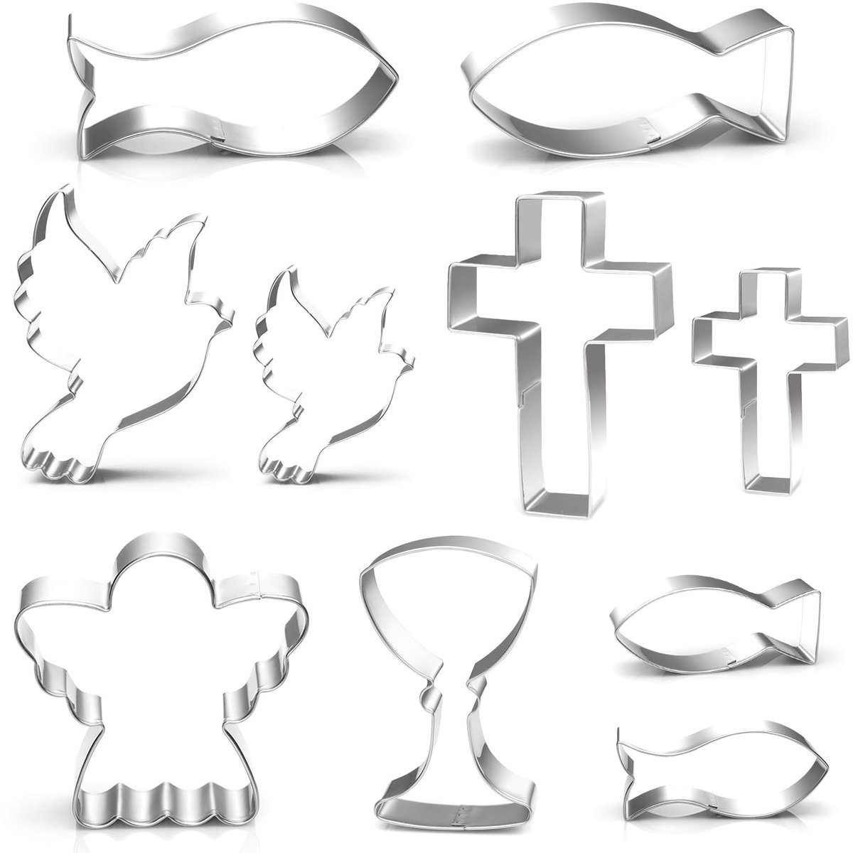 Solidchoice - 10 Stuks RVS Koekjesuitsteekvormen voor Doop en Christening