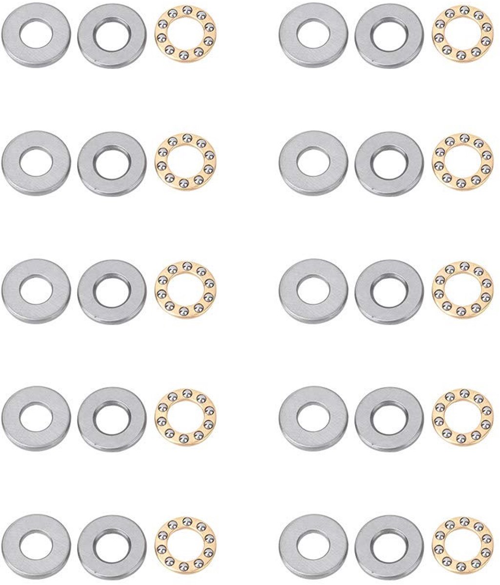 Solidchoice - Plat Staal Stuwkrachtkogellager 10x18x5.5mm Set van 10