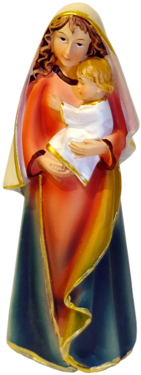 Solidchoice - Deco figuur Moeder God Maria met Jezus kind 12 cm voor Religieuze Decoratie