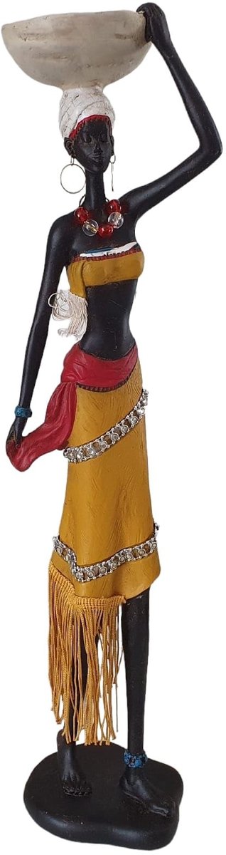 Solidchoice - Decoratieve Afrikaanse Figuur van Kunsthars met Waterschaal