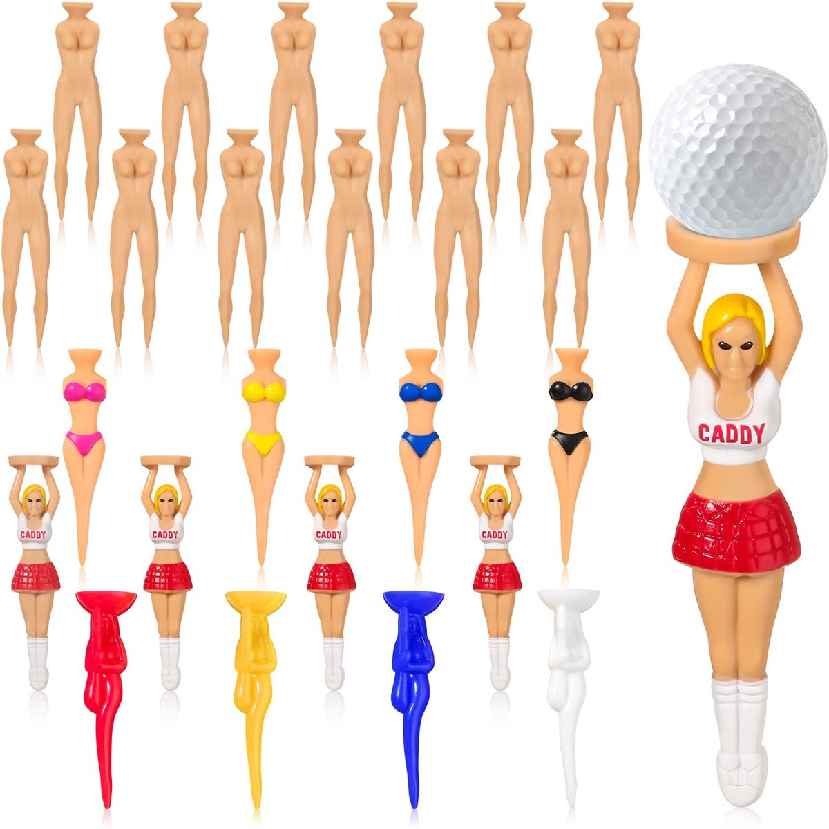 Solidchoice - 24 Stuks Grappige Golf Tees in Diverse Stijlen