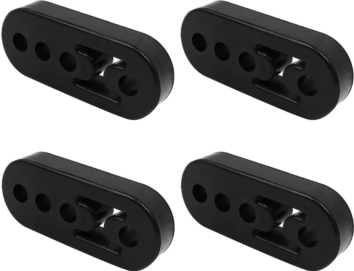 4Pcs Universele Uitlaat Haak - 4 Gaten Uitlaat Houder - Uitlaat Haak Montage Beugels - Rubber Uitlaat Pijp - Uitlaat Accessoires voor Auto Zwart