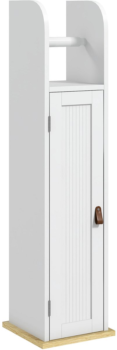 Badkamerkast – met toiletrolhouder – voorzien van opbergkast en verstelbare legplanken – 20 x 20 x 80 cm – wit