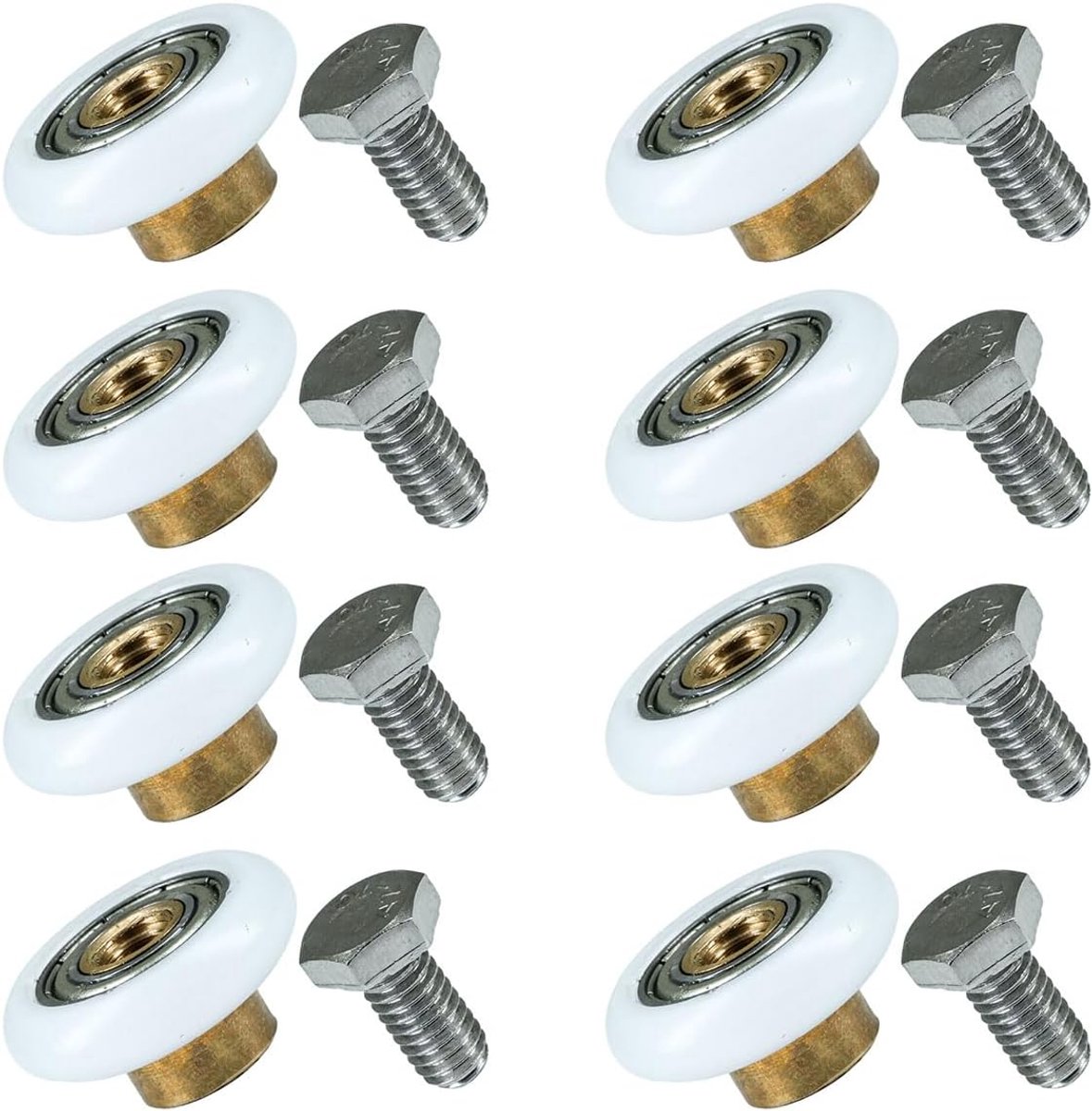 SnelShoppen - Set van 8 Rvs Douchedeur Rollen 19 mm 23 mm 25 mm 27 mm Vervangwielen voor Schuifdeuren en Douchecabines (23 mm)