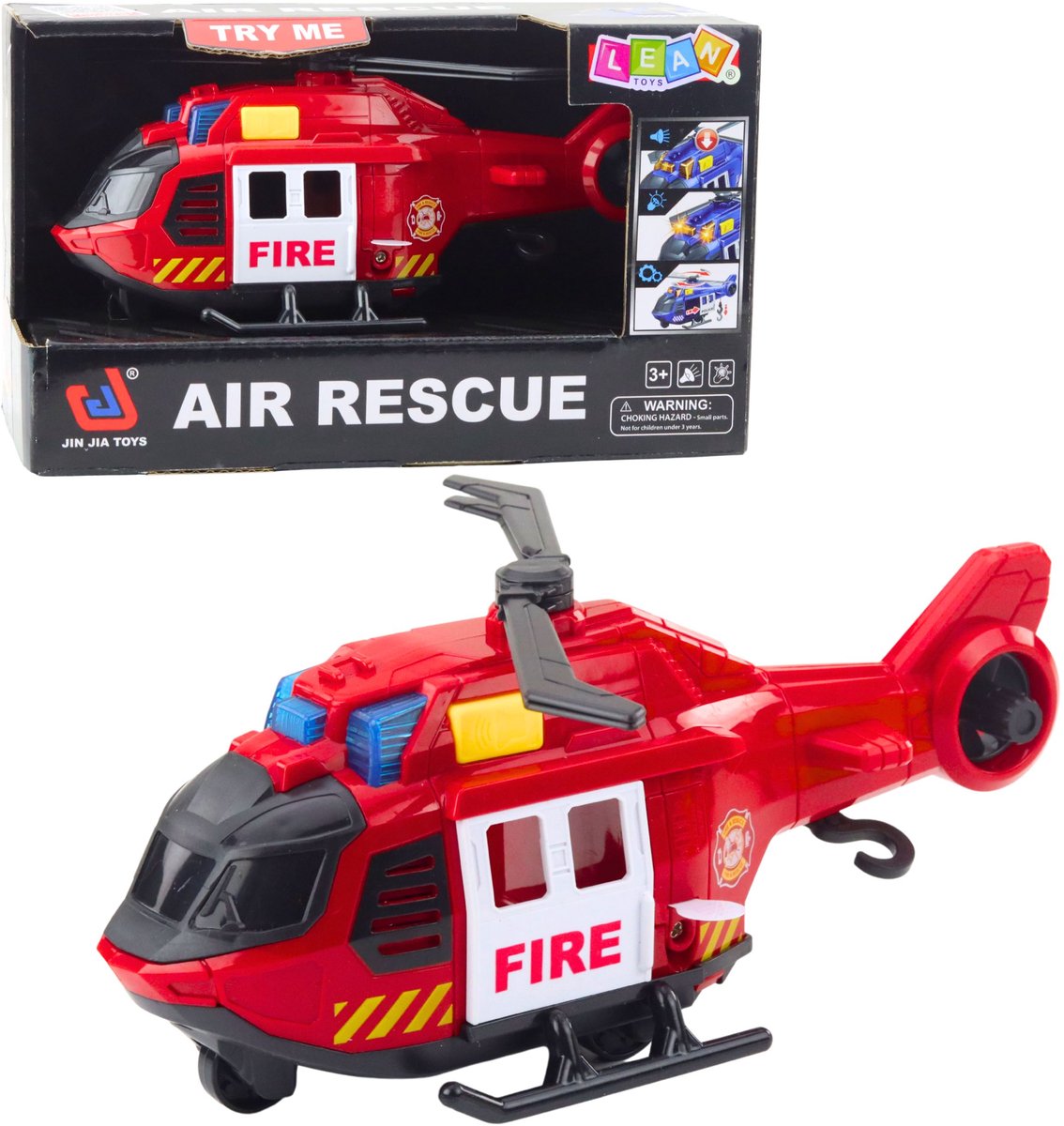 Brandhelikopter met kraanlichten en geluiden rood