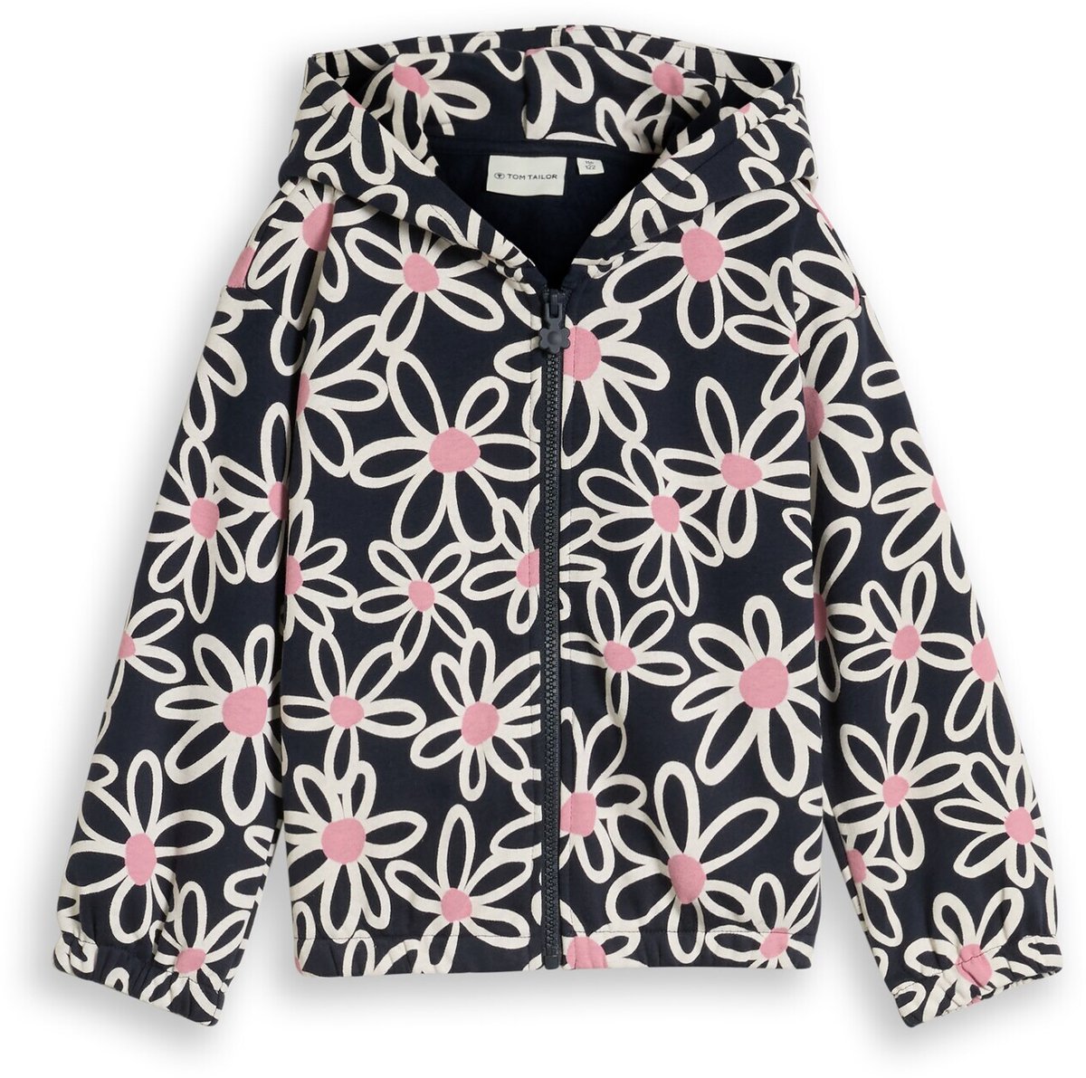 Tom Tailor - Cropped hoodie met patroon - Maat 92/98 - dark blue big daisy print
