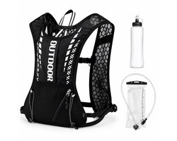 Kaiyaya - Hardloopvest set - met 500ml fles en 1.5L waterzak - Reflecterend & Ademend mesh - Hardlopen, trailrunning - Zwart, one size