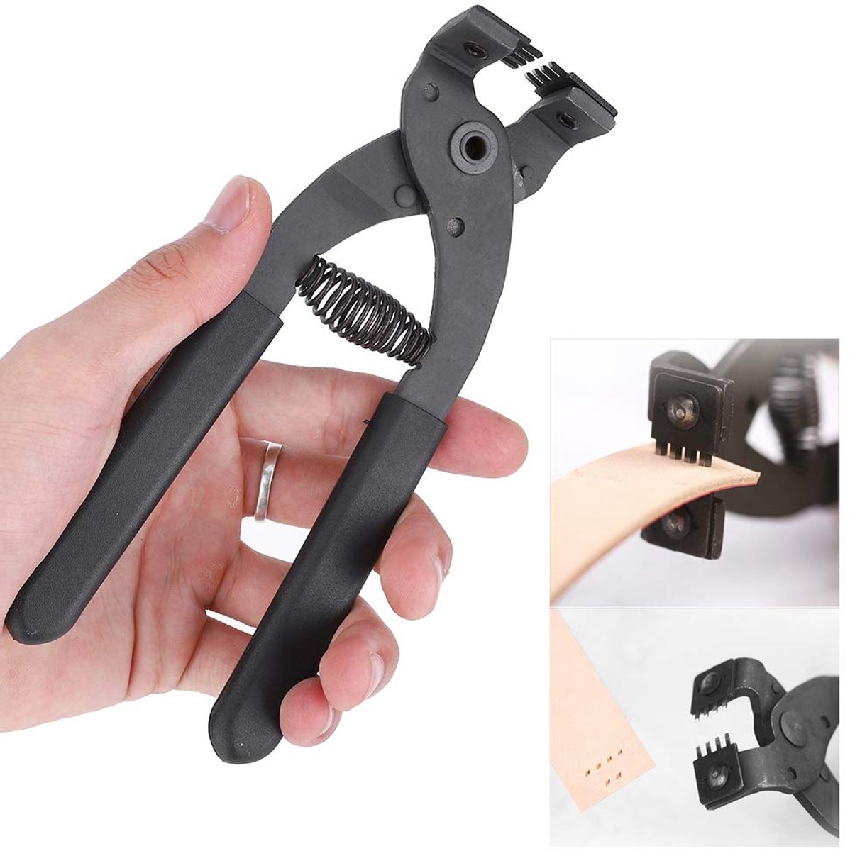 Leren outfit, krachtig perforatiegereedschap voor zadelgat, armband, riem, 4 punten