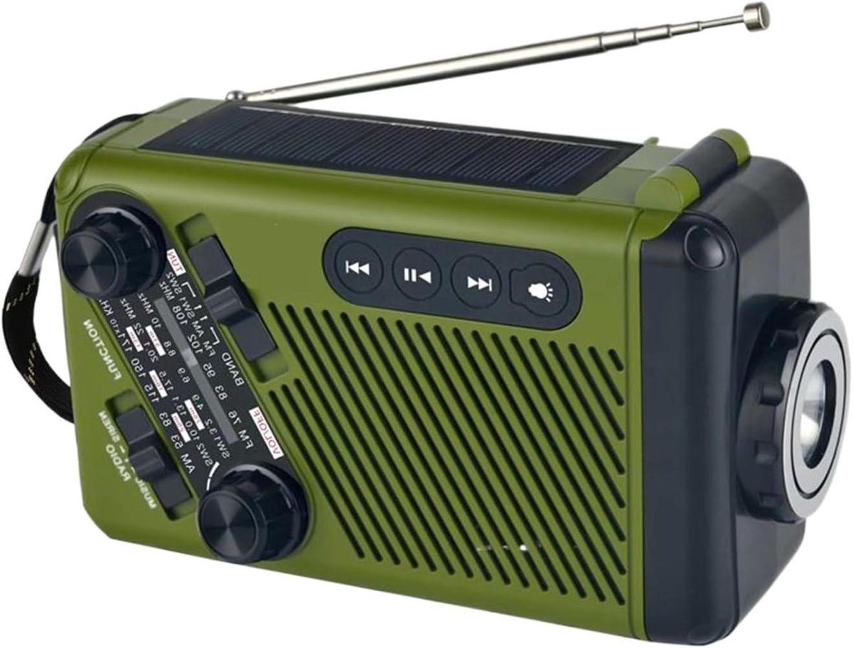 Zonne-energie Radio - Zwengelradio Noodradio - Outdoor Entertainment - Vier Oplaadmethoden - 16x7.1x9.6cm - Willekeurig