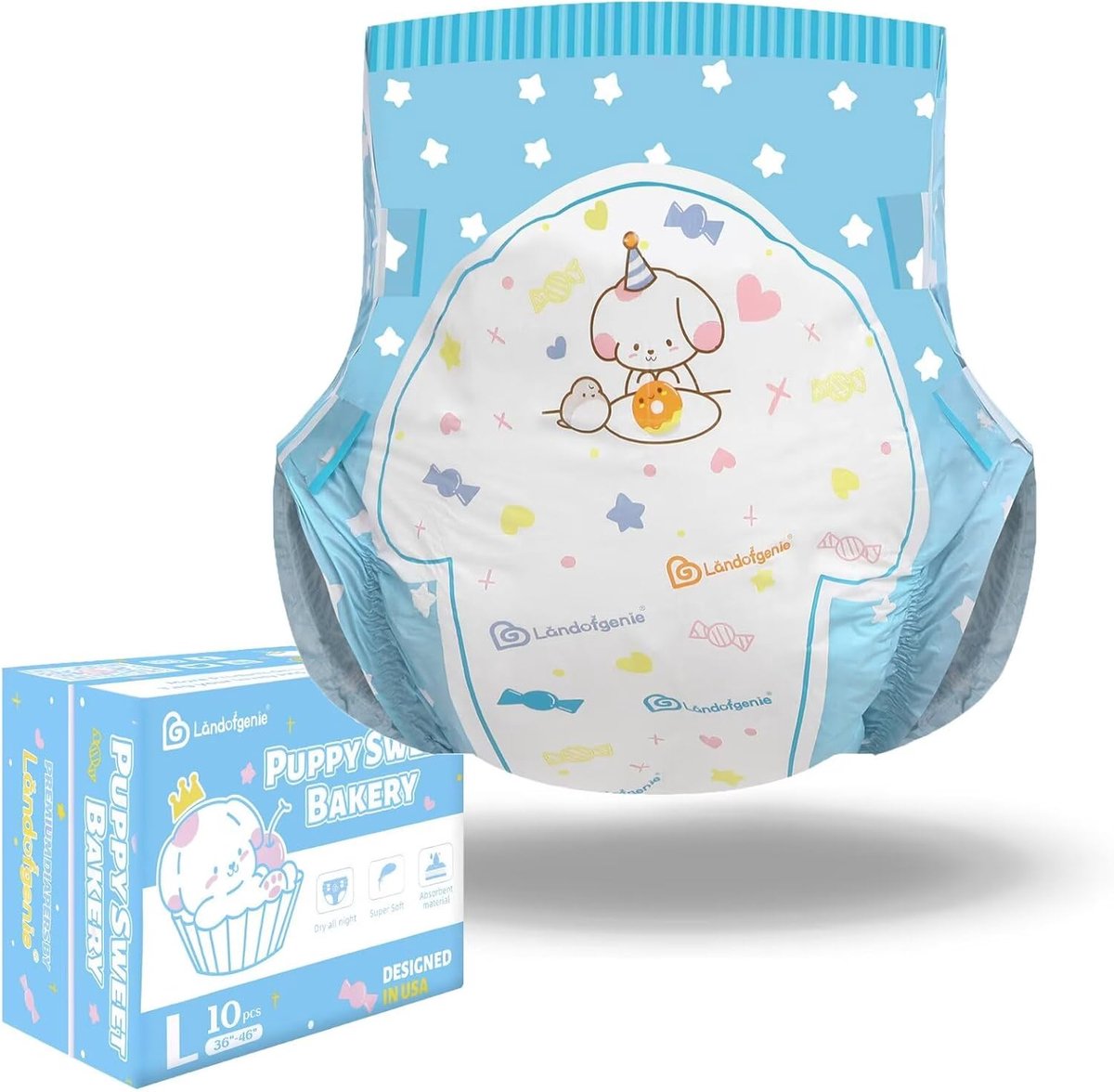 Volwassen luiers grote maat 36-46 - puppy en dessert print - super sterke absorptie - SnelShoppen