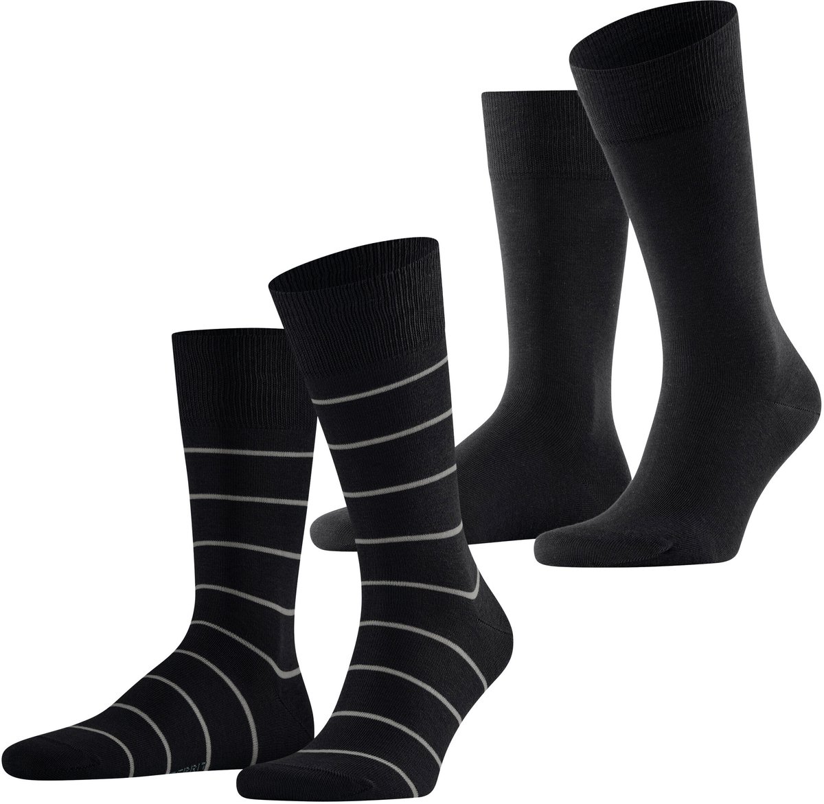 Esprit Modern Stripe 2-Pack huidvriendelijk duurzaam katoen Multipack Sokken heren zwart - maat 39-42