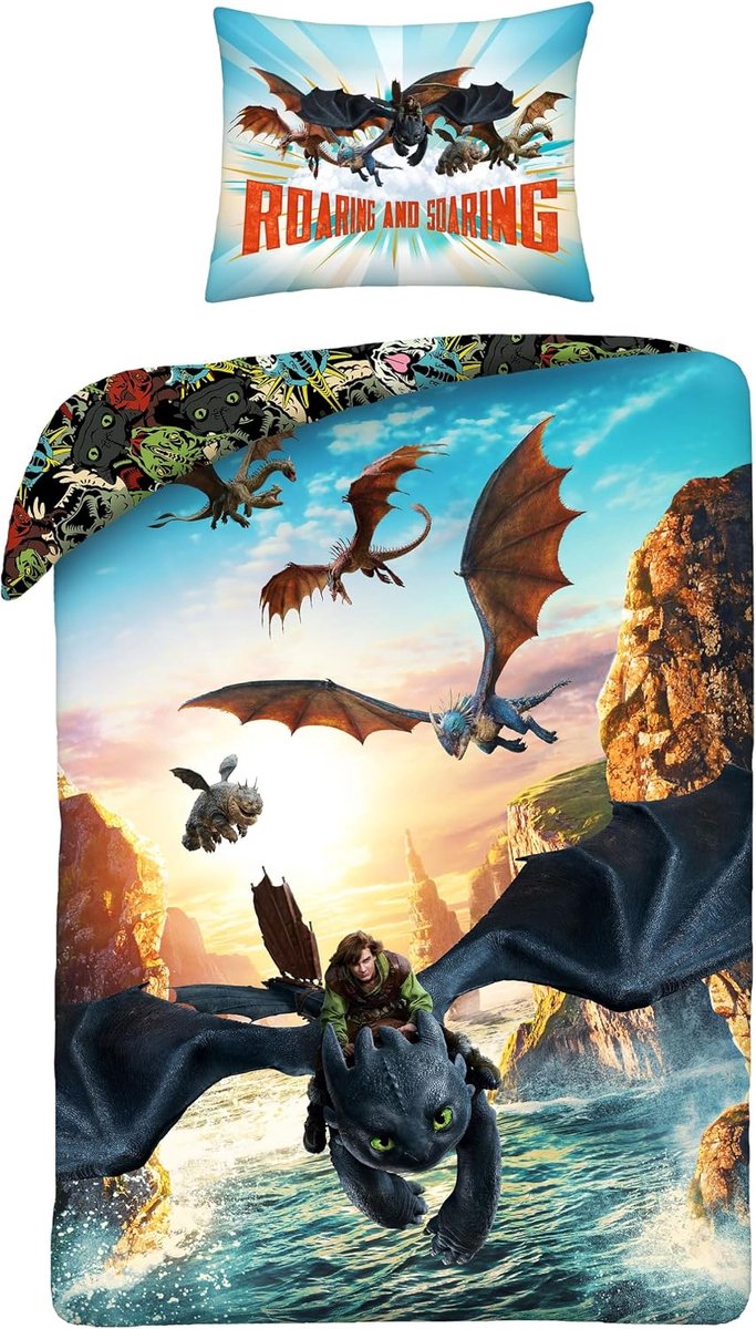 Dekbedovertrek set 140 x 200 cm - Microvezel - Drachen Trainer design - Perfect voor fans - SnelShoppen