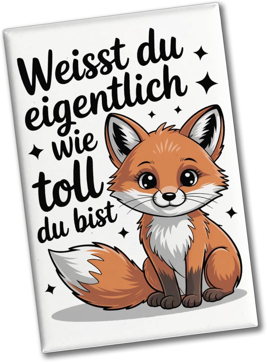 Magnet met Fuchs - Fridge Magnet - Schattige vos met sterren - Inspirerende boodschap - SnelShoppen